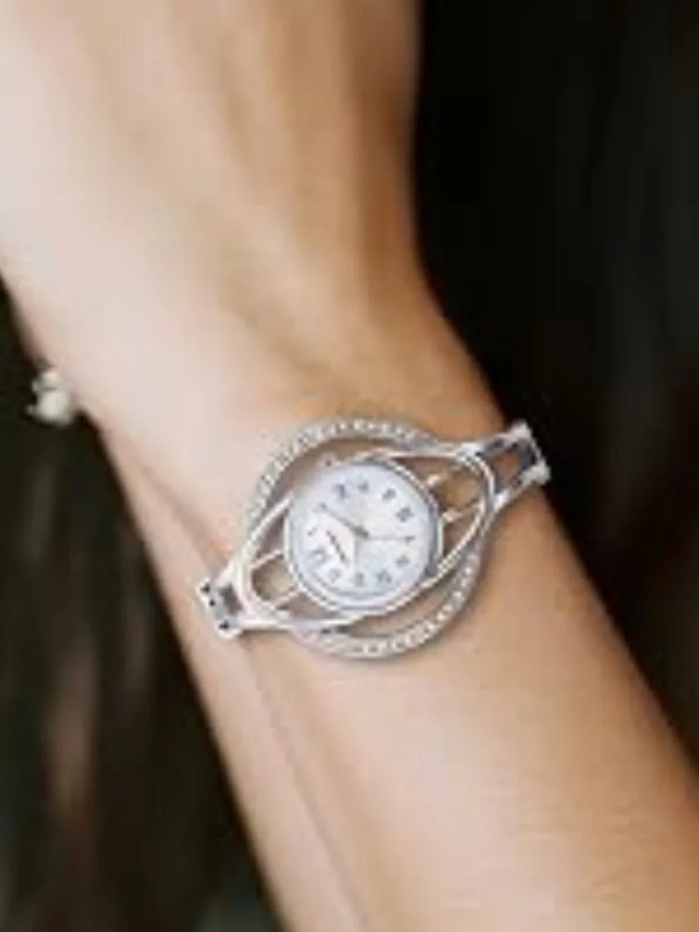 Women's Silver Chunky Cuff Bracelet Watch